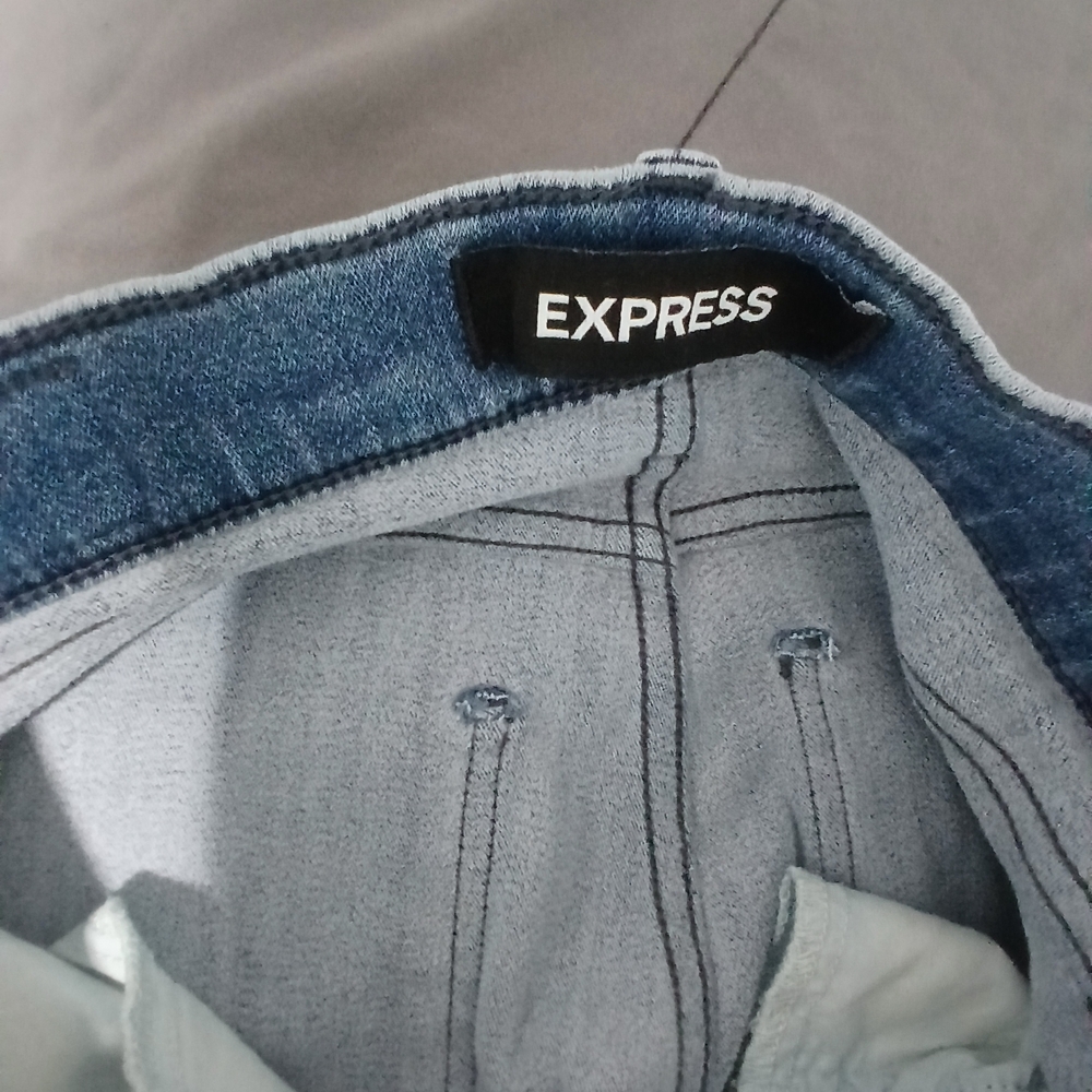 Express Denim Blue Distressed Jeggings - Picture 4 of 10